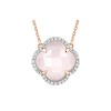 Collier Morganne Bello Victoria Diamants Quartz Rose Milky et Diamants Or Rose