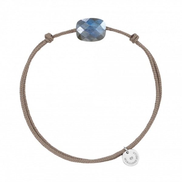 Bracelet Cordon Taupe Morganne Bello Coussin Mini Labradorite