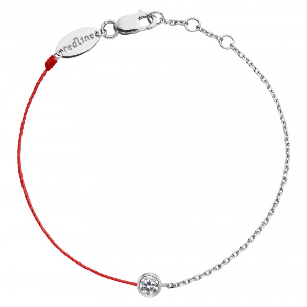 Bracelet REDLINE enfant mi-fil mi-chaîne avec diamant 0.05 carat serti clos Or Blanc