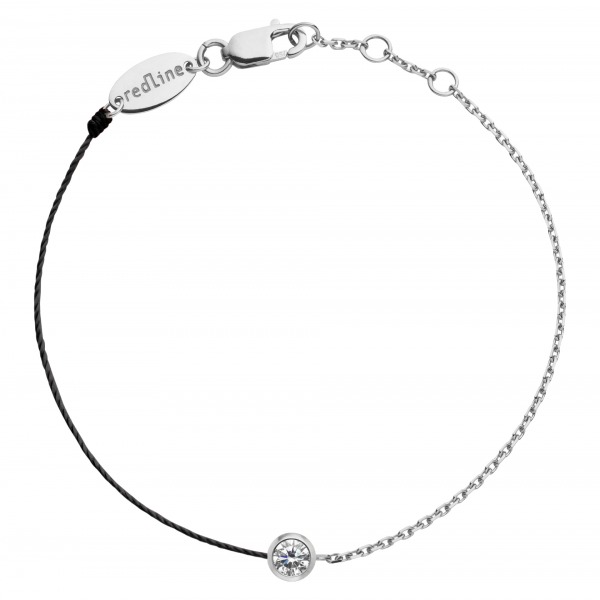 Bracelet REDLINE enfant mi-fil mi-chaîne avec diamant 0.05 carat serti clos Or Blanc