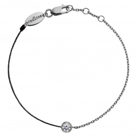 Bracelet REDLINE enfant mi-fil mi-chaîne avec diamant 0.05 carats en serti clos Or Noir