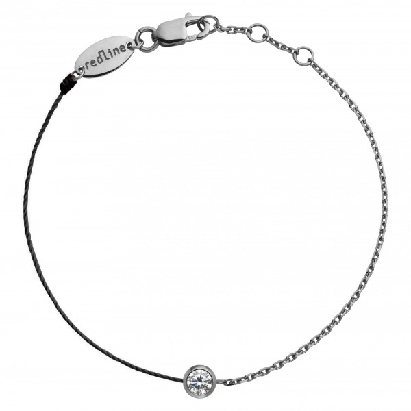 Bracelet REDLINE enfant mi-fil mi-chaîne avec diamant 0.05 carats en serti clos Or Noir