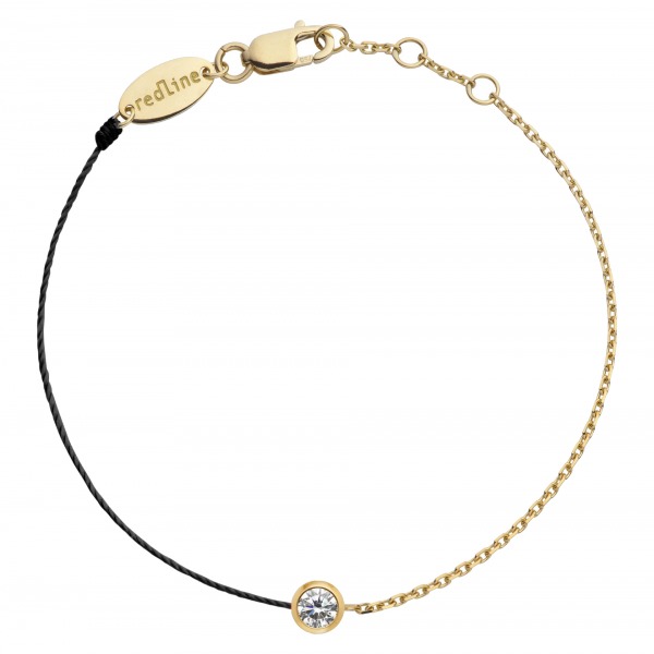 Bracelet REDLINE enfant mi-fil mi-chaîne avec diamant 0.05 carat serti clos Or Jaune