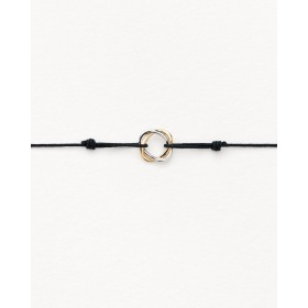Bracelet Poiray Sur Cordon Tresse Or jaune et Or blanc