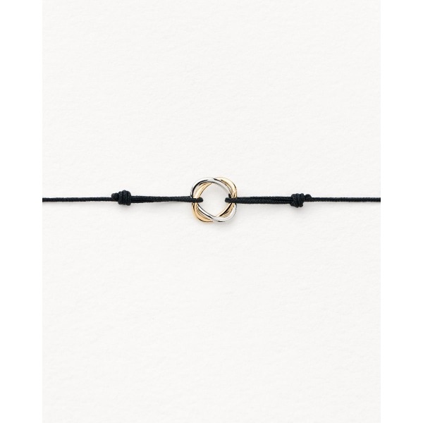 Bracelet Poiray Sur Cordon Tresse Or jaune et Or blanc