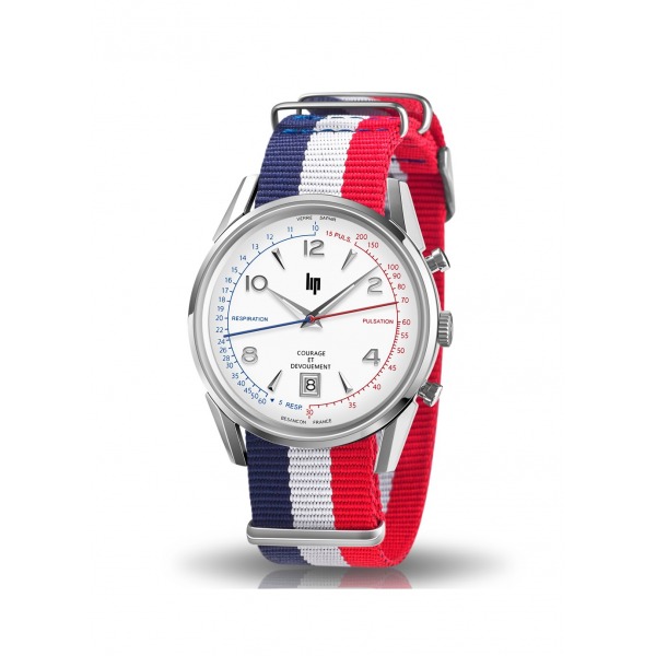 Montre LIP Homme Himalaya 40 mm Courage Bracelet Textile Tricolore