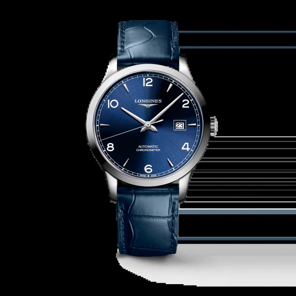 Montre Longines Record 40mm Cadran Bleu Bracelet Cuir