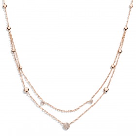 One More Eolo collier or rose et diamants double chaine