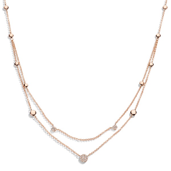 One More Eolo collier or rose et diamants double chaine