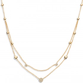 One More Eolo collier or jaune et diamants double chaine