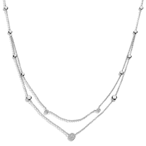 One More Eolo collier or blanc et diamants double chaine