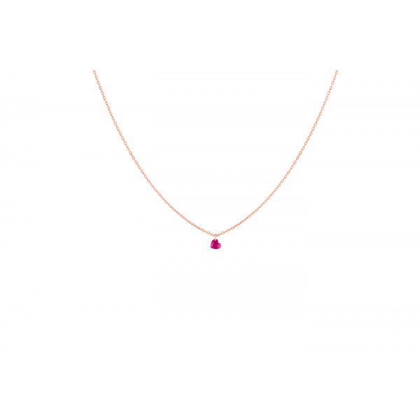 Collier La Brune & La Blonde Confetti Rubis Cœur 0.30 carat or rose