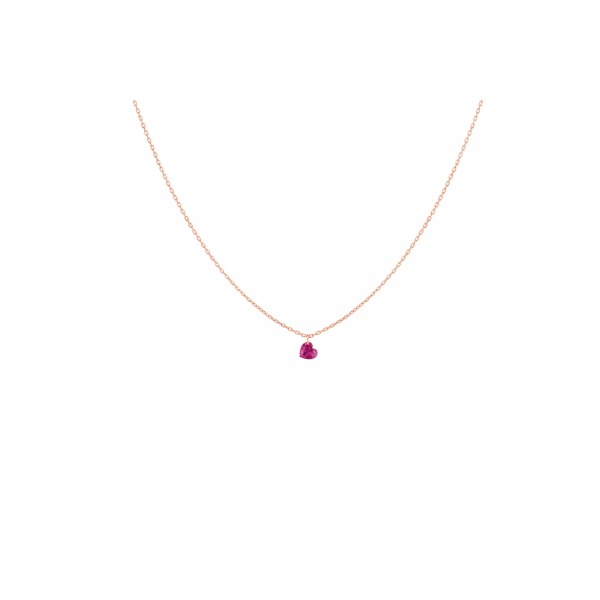 Collier La Brune & La Blonde Confetti Rubis Cœur 0.50 carat or rose