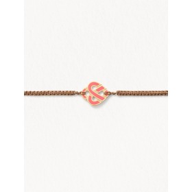 Bracelet Poiray coeur entrelacé petit modèle or jaune et émail Corail