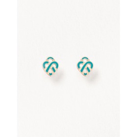 Boucles d'oreilles Poiray coeur entrelacé or rose et émail bleu céladon