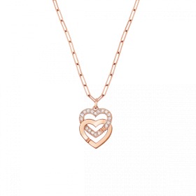Collier Dinh Van Double Coeurs R15 Or Rose & Diamants