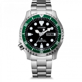 Montre CITIZEN Diver's cadran noir lunette verte bracelet acier