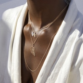 Collier Ginette NY Mini Palms On Chain Or Rose