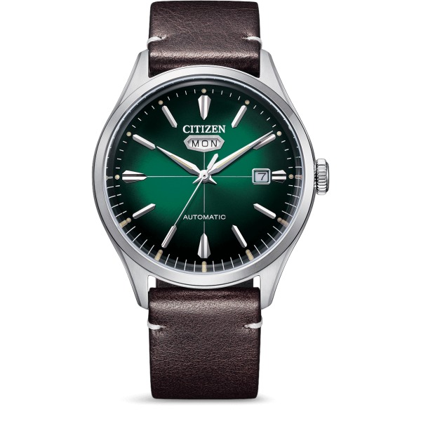 Montre CITIZEN cadran vert bracelet cuir NH8390-03XE