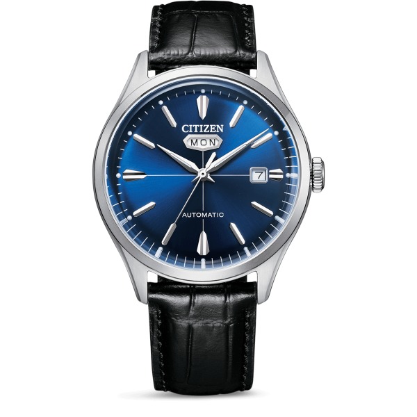 Montre CITIZEN cadran bleu bracelet cuir NH8390-20LE