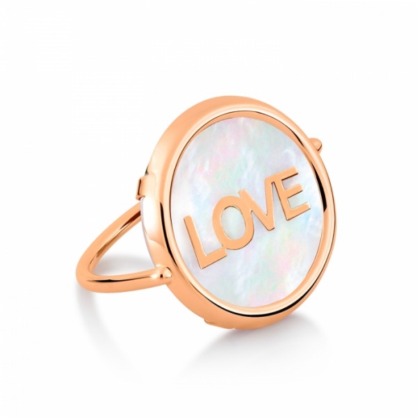 Bague Ginette NY Initial Love Disc Ring Or Rose