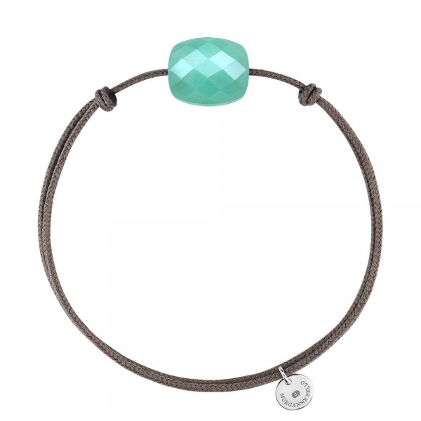 Bracelet Morganne Bello Friandise Coussin Cordon Taupe Amazonite