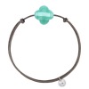 Bracelet Morganne Bello Friandise Trèfle Cordon Taupe Amazonite