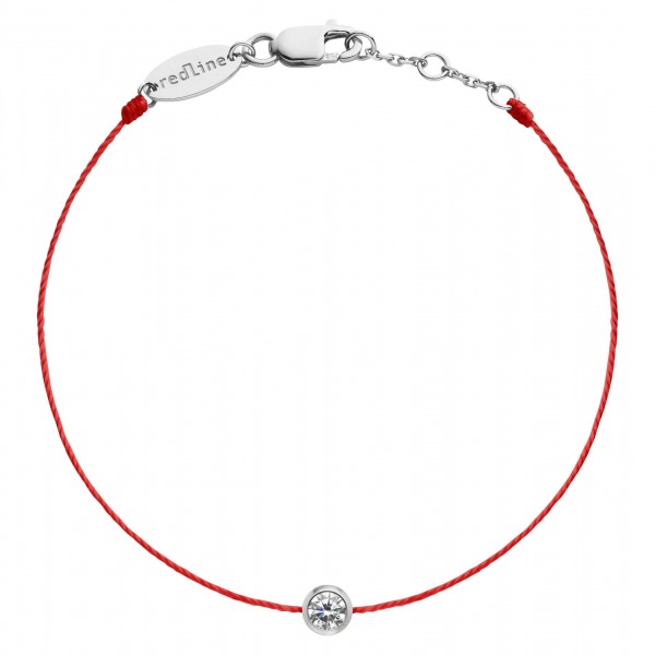 Bracelet Redline Pure 1 Diamant 0.10ct Or Blanc Fil Rouge