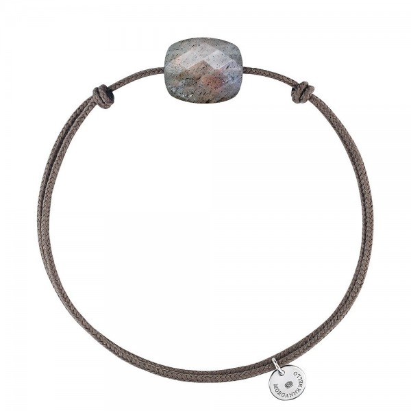 Bracelet Morganne Bello Friandise Coussin Cordon Taupe Labradorite