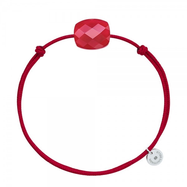 Bracelet Morganne Bello Friandise Coussin Cordon Rouge Quartz Rouge