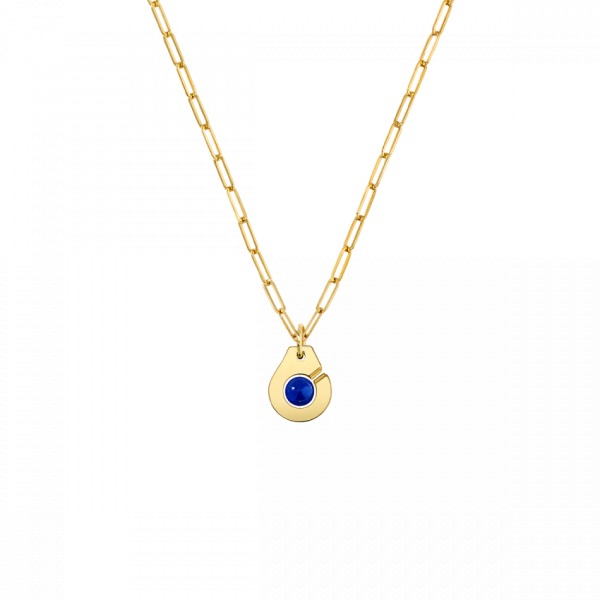 Pendentif sur chaîne Menottes Dinh Van R10 Or Jaune & Lapis-Lazuli