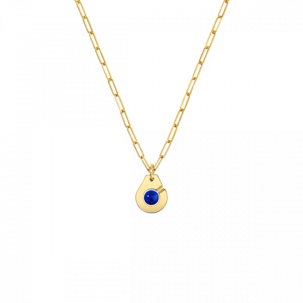 Pendentif sur chaîne Menottes Dinh Van R10 Or Jaune & Lapis-Lazuli