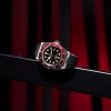 MONTRE HOMME TUDOR BLACK BAY 41 MM LUNETTE ROUGE BRACELET CAOUTCHOUC