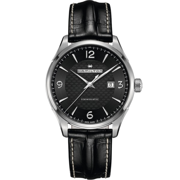 Montre Hamilton Jazzmaster Viewmatic Auto Cadran Noir Bracelet Cuir 44MM