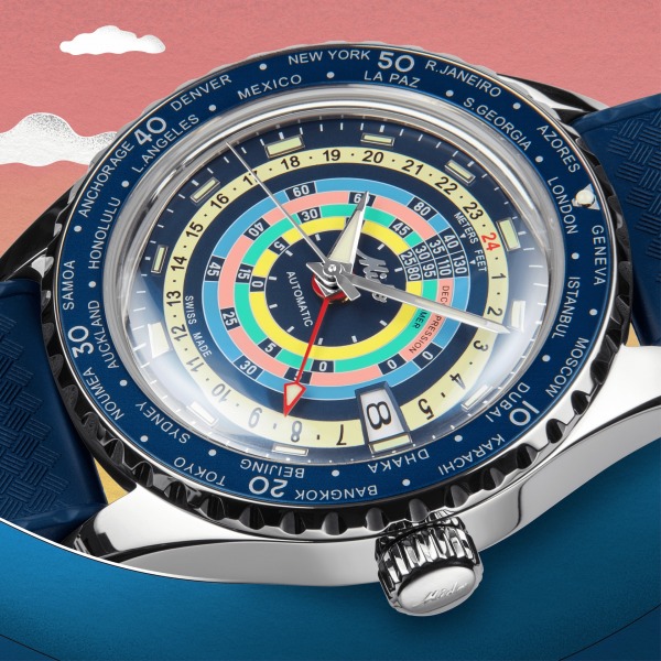 Montre Mido Ocean Star Decompression WorldTimer Cadran Bleu