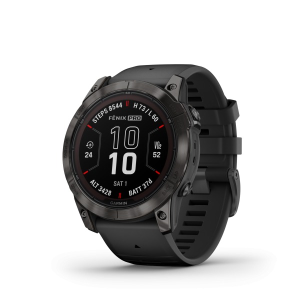 Montre Garmin Fenix 7x Pro Sapphire Solar Carbon Grey Titane Bracelet Noir