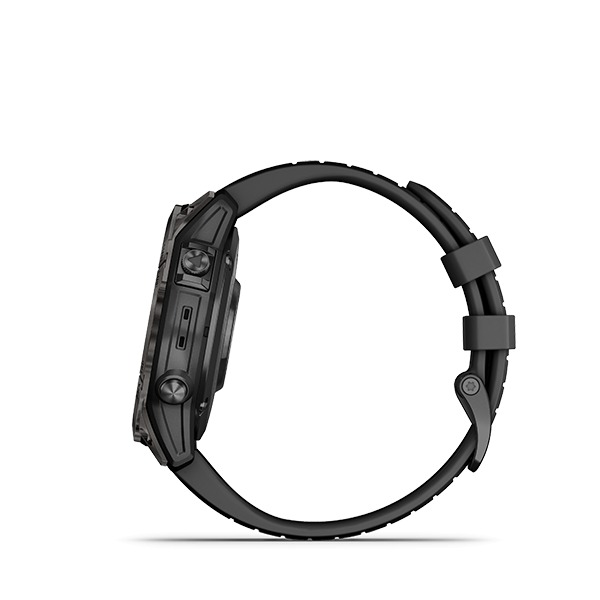 Montre Garmin Fenix 7 Pro Sapphire Solar Edition Carbone Gris DLC Titane Bracelet Noir