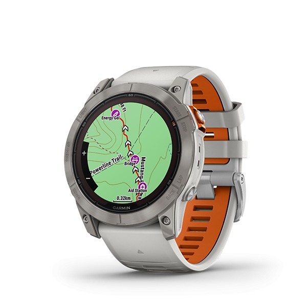 Montre Garmin Fenix 7x Pro Sapphire Solar Titane Gris Bracelet Orange