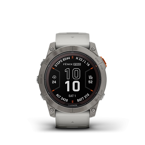 Montre Garmin Fenix 7x Pro Sapphire Solar Titane Gris Bracelet Orange