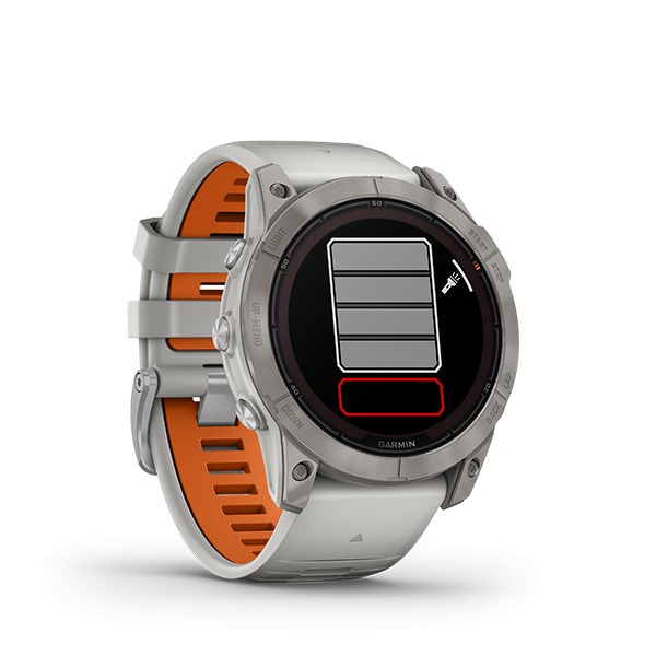 Montre Garmin Fenix 7x Pro Sapphire Solar Titane Gris Bracelet Orange