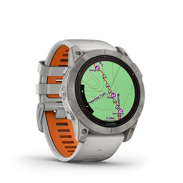 Montre Garmin Fenix 7x Pro Sapphire Solar Titane Gris Bracelet Orange