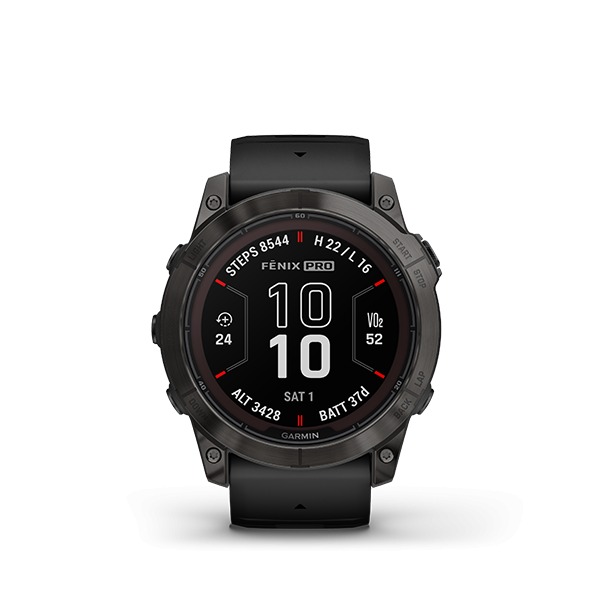 Montre Garmin Fenix 7x Pro Sapphire Solar Carbon Grey Titane Bracelet Noir