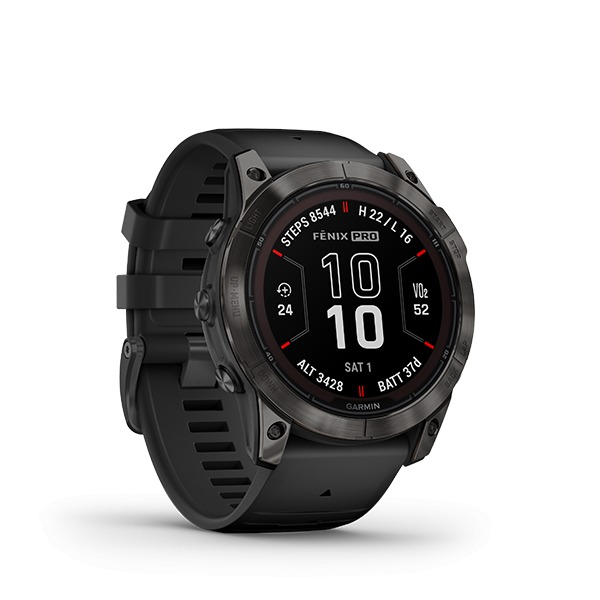 Montre Garmin Fenix 7x Pro Sapphire Solar Carbon Grey Titane Bracelet Noir