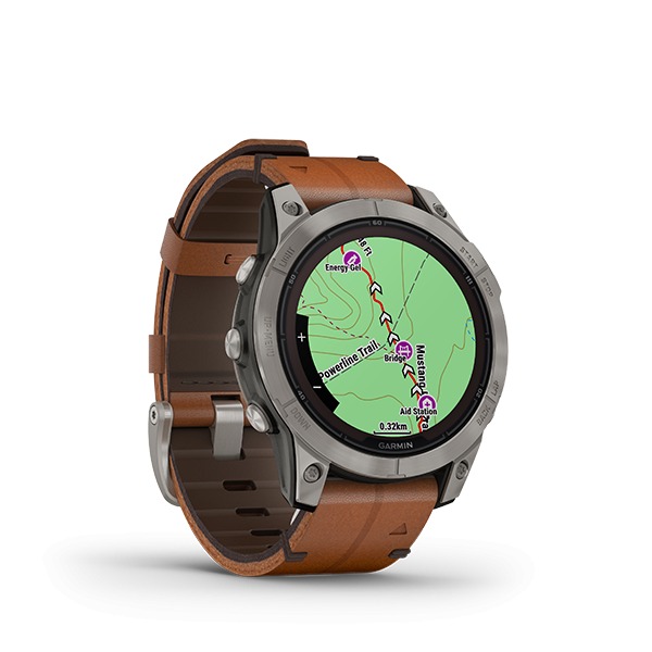 Montre Garmin Fenix 7 Pro Sapphire Solar Titane Bracelet Cuir Marron