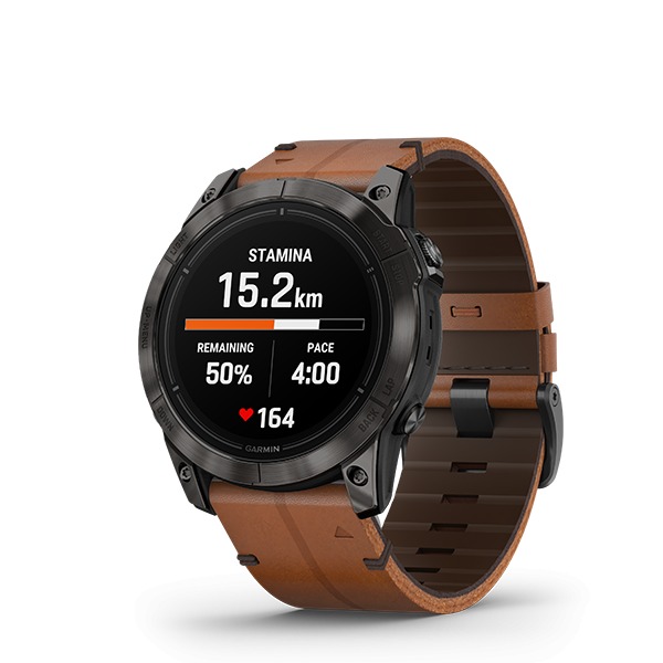 Montre Garmin EPIX™ (Gen 2 PRO) 51mm Sapphire Carbon Gray DLC Titane Bracelet Cuir