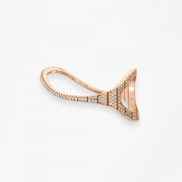 Bracelet Extensible Vanrycke Styloïde Or Rose 18k Pavé Diamants