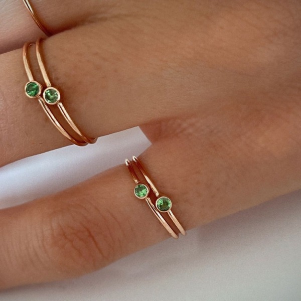 Bague Vanrycke One Capsule Or Rose 18k & Tsavorite Verte