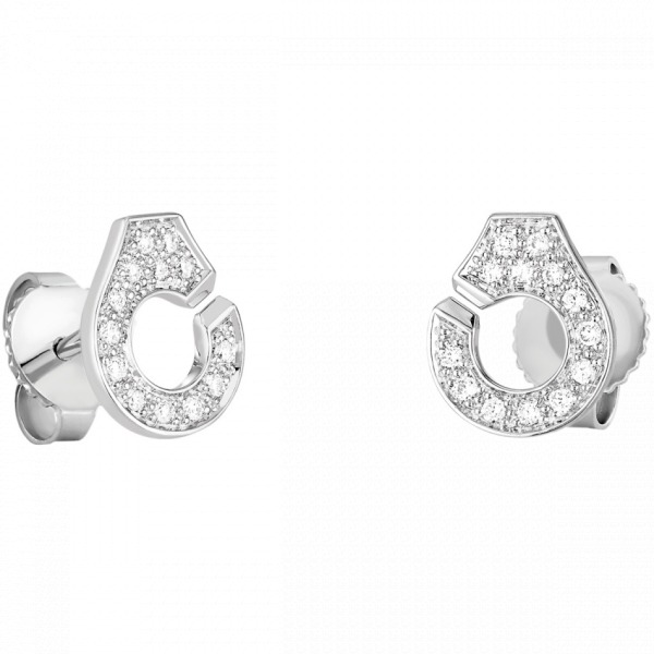 Puces d'Oreilles Menottes Dinh Van R 7.5 or blanc pavage diamants