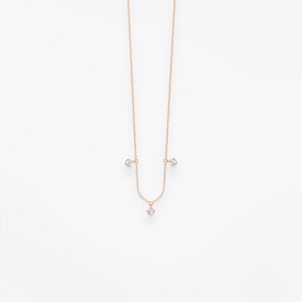 Collier Vanrycke Stardust Or Rose 18k & 3 Diamants