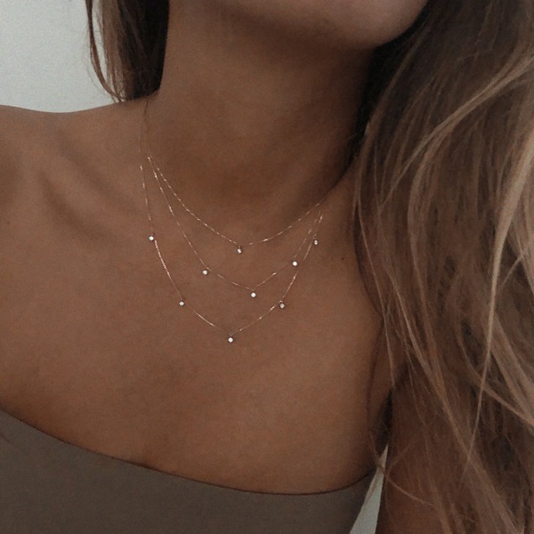 Collier Vanrycke Stardust Or Rose 18k & 3 Diamants